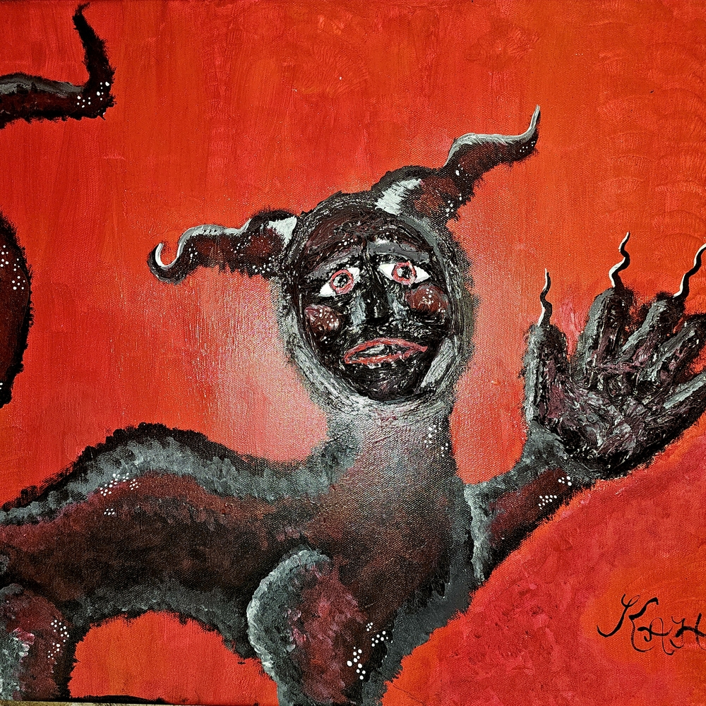 Abstract Red and Black Art Piece